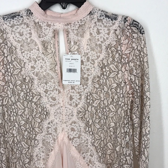 Free People tall tale lace tunic pink NWT XS&S - Picture 3 of 8